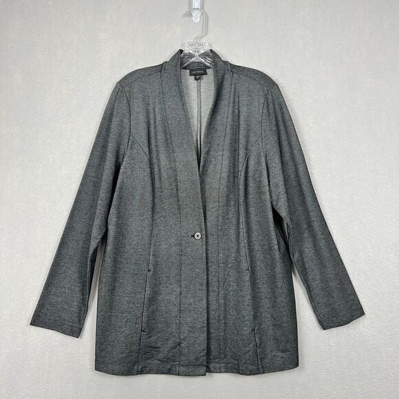 J. Jill Wearever Collection blazer jacket Size Medium Heather Black one button - Picture 2 of 10